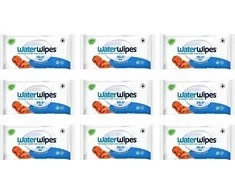 WATER WIPES WATERWIPES DRĖGNOS SERVETĖLĖS 9 PAKUOTĖS PO 60 VNT. BIODEGRADABLE