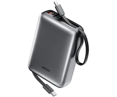 Powerbank Wekome BWOO power bank P73 22.5W 20000 mAh su 2 wbudowanymi kablami 1 x USB-C 1 x Lightning sidabrinė