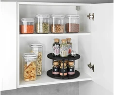 Virtuvės stalviršio organizatorius LAZY SUSAN, dviejų lygių, metalinis, 26,5 x 15,5 x 26,5 cm, WENKO