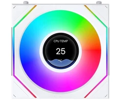 Lian Li UNI FAN SL-INF LCD FLEX belaidis ventiliatorius, ARGB ir LCD · atvirkštinės mentės, 120 mm, baltas