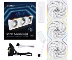 Lian Li UNI FAN TL Wireless korpuso ventiliatorius, ARGB, PWM, 3er-Pack – 120 mm, baltos spalvos