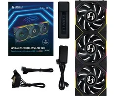 Lian Li UNI FAN TL Wireless LCD korpuso ventiliatorius, ARGB, PWM, 3er-Pack su valdikliu- 120 mm, juodos spalvos