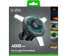 Wentylator SBS Wentylator su Powerbank 4.000mAh Licht/Solar (TEBB4000OUTFANK)