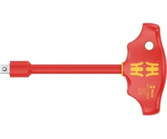 Wera 05005120001 410 i VDE B Izoliuotas T formos rankenos adapteris su lizdais, 3/8'' x 130 mm, raudonas