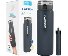 Gertuvė Wessper Glass buteliukas vandeniui WESSPER ActiveMax 680ml juodas