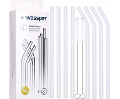 Wessper rinkinys iš 8 stiklo šiaudelių + 2 valikliai (WES258)