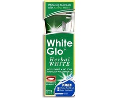 White Glo Baltas Glo Herbal Baltas Dantų pasta balinanti žolelių dantų pasta 100ml + dantų šepetėlis