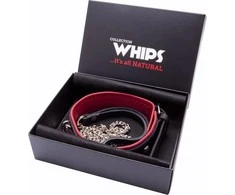Whips Collections Dygliuota odinė bdsm apykaklė su pavadėliu
