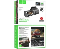 Automobilio vaizdo registratorius Hoco su 1,47" 2K ekranu + galinio vaizdo kamera 720P/25fps DV8 juodas