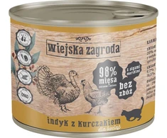 Kačių Maistas - WIEJSKA ZAGRODA Kalakutiena ir Vištiena Katinams 200g
