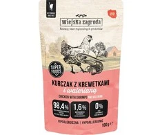 WIEJSKA ZAGRODA vištiena su krevetėmis ir valerijonu – Šlapias kačių maistas – 100g