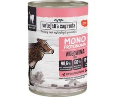 Kačių Maistas - WIEJSKA ZAGRODA Monoproteininis Jautienos Konservuotas 400g Be Gliuteno Be Grūdų