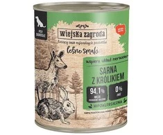 Šlapias šunų maistas - WIEJSKA ZAGRODA Leśne smaki Roe deer with rabbit 800g