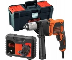 Black &amp; Decker Juodas &amp; Decker Gręžtuvas smūginis BEH850 / 850W + 32 priedai ir dėžė, Juodas &amp; Decker