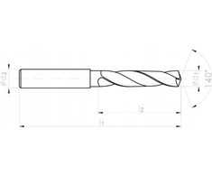 Grąžtas Wiertło Fanar WIERTLO WEGLIK FI 14.00 60/107MM 3xD HA14 VHM AT IK MASTERDRILL*** DIN 6537