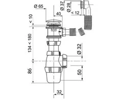Wirquin greito užsegimo praustuvo sifonas buteliui su perpildymo anga ø 28 mm SP50199