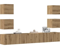 TV staliukas 6 dalių sieninis televizoriaus spintelės komplektas Artisan Oak