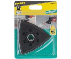Wolfcraft Trikampis šlifavimo diskas (su velcro tvirtinimo sistema), SL Wolfcraft, kraštinės ilgis: 95 mm. Idealus darbui kampuose – Starlock
