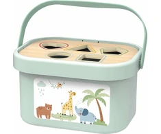 Woopie Tooky Toy Medinis žaislas 3in1: formų rūšiavimo dėžė su lokiu ir dramblio traukimo žaislu