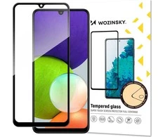 Wozinsky Apsauginis stiklas Full Glue Super Tough ekrano apsauga Full Coveraged su rėmeliu Case Friendly Samsung Galaxy A22 4G juodos spalvos