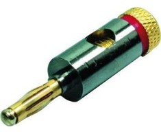 4 mm metalinis bananų kištukas, raudonas