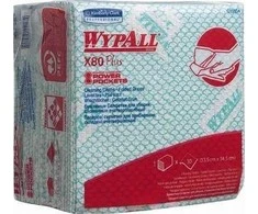 WYPALL 19154 - WYPALL* X80 Plus valymo šluostė, valymo šluostė - 1/4 kartų, sulankstoma, žalia, (KARTONAS = 8 BIND) 8 maišeliai x 30 sekcijų, 35,00 cm x 34,00 cm.