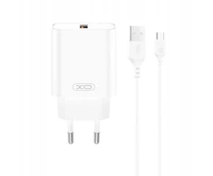 Įkroviklis XO kroviklis jungiama į tinklą CE33 QC 18W 1x USB balta + kabelis USB-C