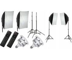 Xrec studijinis rinkinys 10in1 rinkinys 2x Led lempa 1600w 3000-6500k Nuotolinio valdymo pultas Softbox 50x70 Trikojis 230 / 2x Led803
