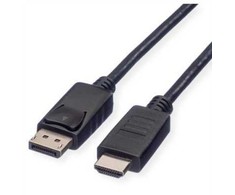 Digitus ROLINE RM Kabelis DisplayPort, DP - HDTV, M/M, juoda, 2 m