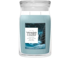 Yankee Candle Winter Night Stars žvakė apvali medinė, šviežia mėlyna 1 vnt. (10.00215.0913)