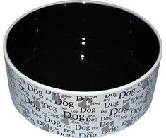 Yarro International Baltas juodas šuo keramikos dubuo 19.5x7,5 cm