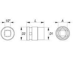 YATO NASADKA UDAROWA SZEŚCIOKĄTNA 1/2" KRÓTKA 17mm
