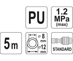 Yato 8mm pneumatinė spiralinė žarna 5m (YT -24207)