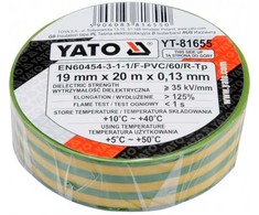 YATO TAŚMA ELEKTOIZOLACYJNA 19mm x 20m ŻÓŁTO - ŽALIA