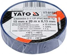 Juosta izoliacinė mėlyna 15 mm*20 m*0.13 mm YT-81591 YATO (12/72)
