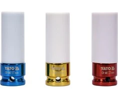Yato Plonasienių smūginių galvučių rinkinys su apsaugom, 12,5 mm (1/2"), 17/19/21 mm, 3 vnt. (YT-1056)