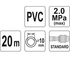 YATO CABLE / PNEUMATINĖ ŽARNA SUstiprinta PVC 10mm x 20m