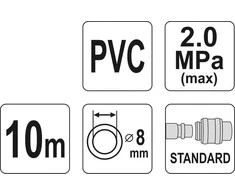 YATO PRZEWÓD / WĄŻ pneumatinis ZBROJONY PVC 8mm x 10m