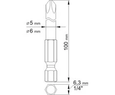 YATO antgalis / antgalis 1/4" PH1x100mm + PH2x100mm 2 vnt.. 0488