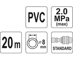 YATO CABLE / PNEUMATINĖ ŽARNA SUstiprinta PVC 8mm x 20m