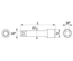 YATO ILGINAMASIS ELEMENTAS 3/8″ 152mm LENKIAMAS
