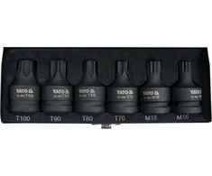 Yato Toya Sa Poland Smūginių antgalių rinkinys | 20 mm (3/4") | T-Star (Torx) T70 - T100 | spline M16-M18 | 6 vnt. (YT-10653)