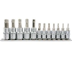 Yato Toya Sa Poland Įpresuotų antgalių rinkinys 1/4"+3/8", 12 vnt T-Star su skylėmis T8-T55 (YT-04332)