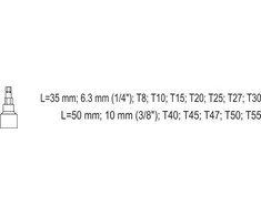 Yato Toya Sa Poland Įpresuotų antgalių rinkinys 1/4"+3/8", 12 vnt T-Star su skylėmis T8-T55 (YT-04332)