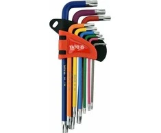 Yato Toya Sa Poland L tipo raktų rinkinys | spalvoti / S2 | T-Star (Torx) / T10 - T50 | 9 vnt. (YT-05633)