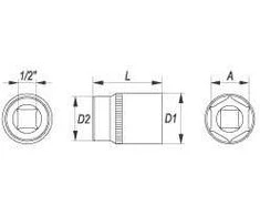 YATO šešiakampė galvutė 1/2" trumpa 32mm