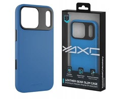 Yaxo Telefono dėklas „Leather Gear Slim“ „MagSafe iPhone 17 Pro“ – elektrinės mėlynos spalvos