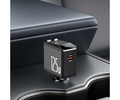 YESIDO AUTOMOBILINIS ĮKROVIKLIS Y71 125W GREITAS ĮKROVIMAS 4in1 LED + C+iP LAIDAS 65W Juodas