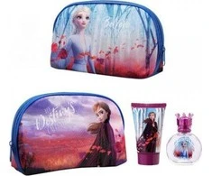 Disney Frozen II vaikiškos kosmetikos rinkinys (EDT tualetinis vanduo, 50 ml + dušo želė, 100 ml + kosmetinė)