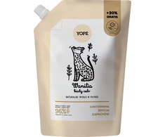 Yope Natūralaus skysto muilo papildymas su vanile ir baltuoju kedru, 600 ml